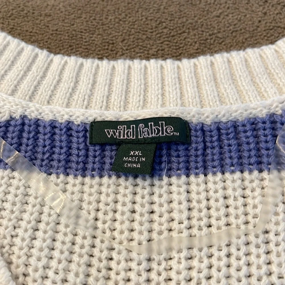 Wild Fable Size XXL White Purple Striped Cropped Sweater (BB) - Picture 5 of 7